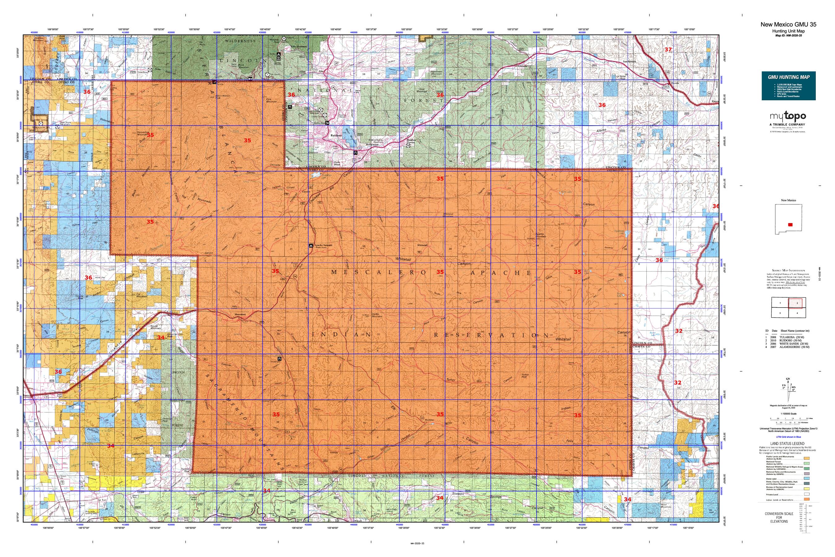 New mexico gmu 35 map mytopo