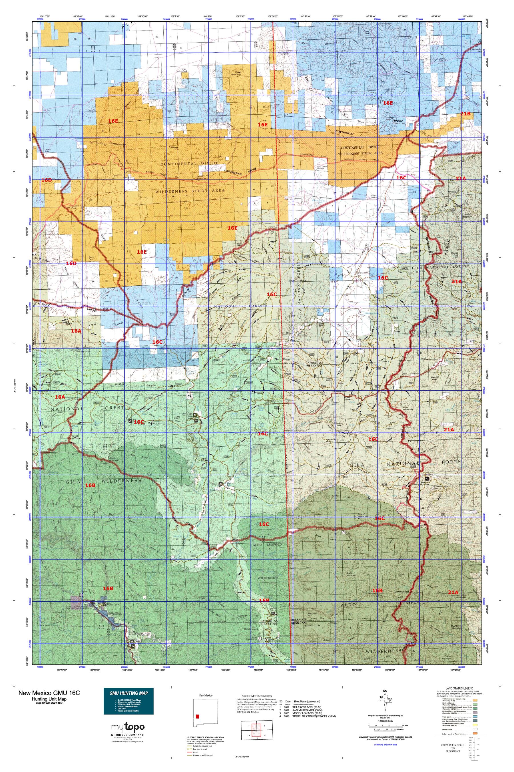 New mexico gmu 16c map mytopo