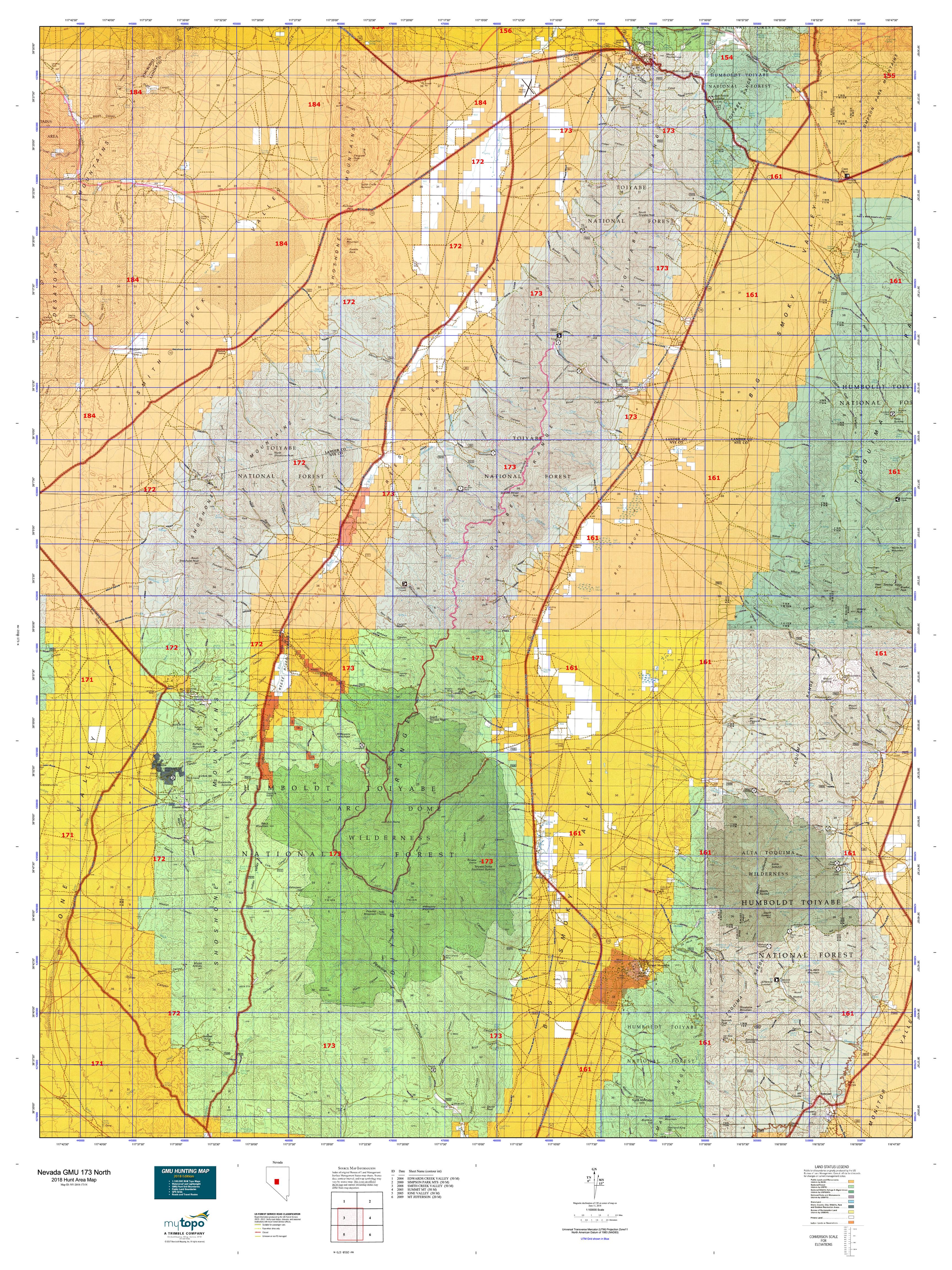 Nevada GMU 173 North Map MyTopo