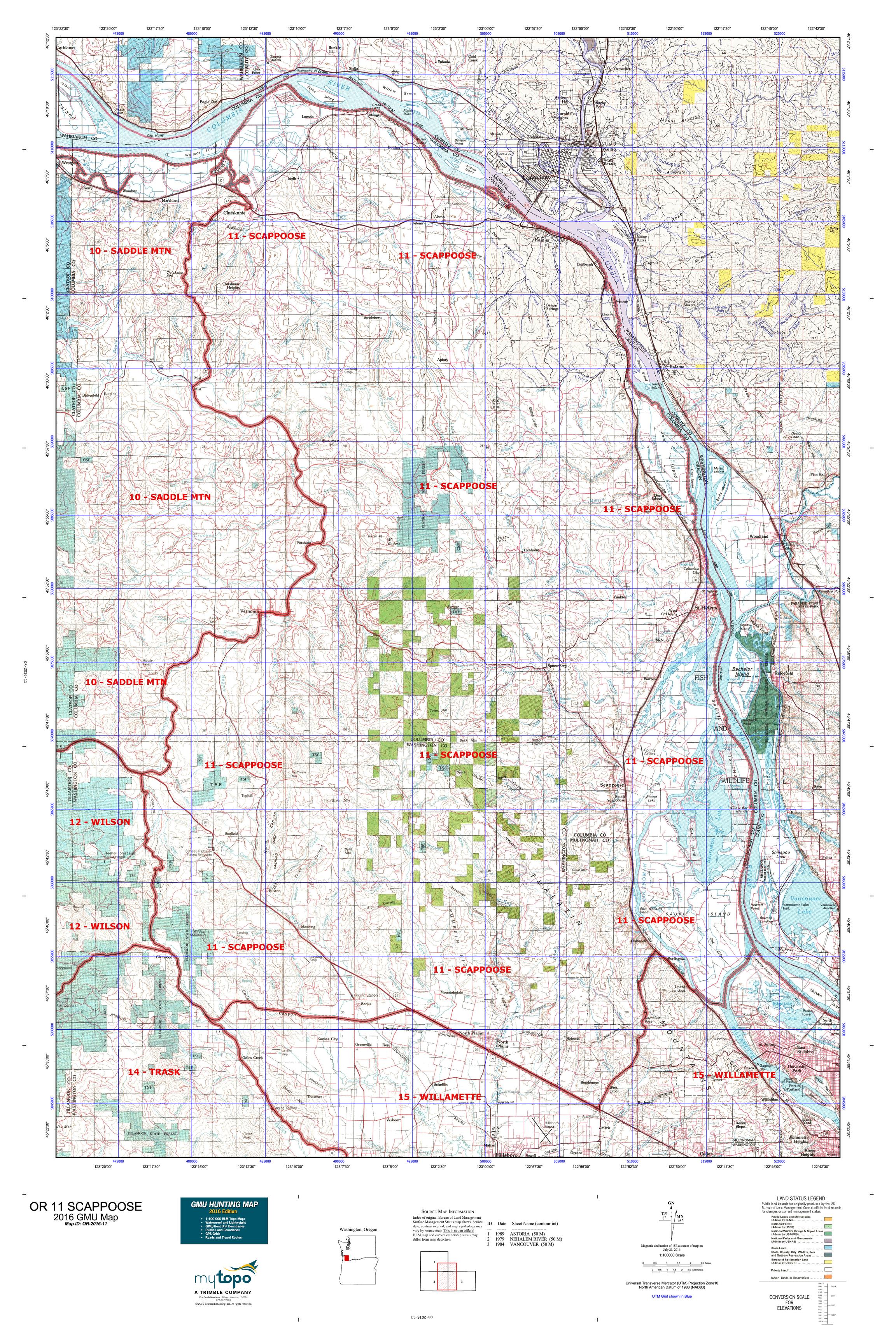 OR 11 SCAPPOOSE Map MyTopo