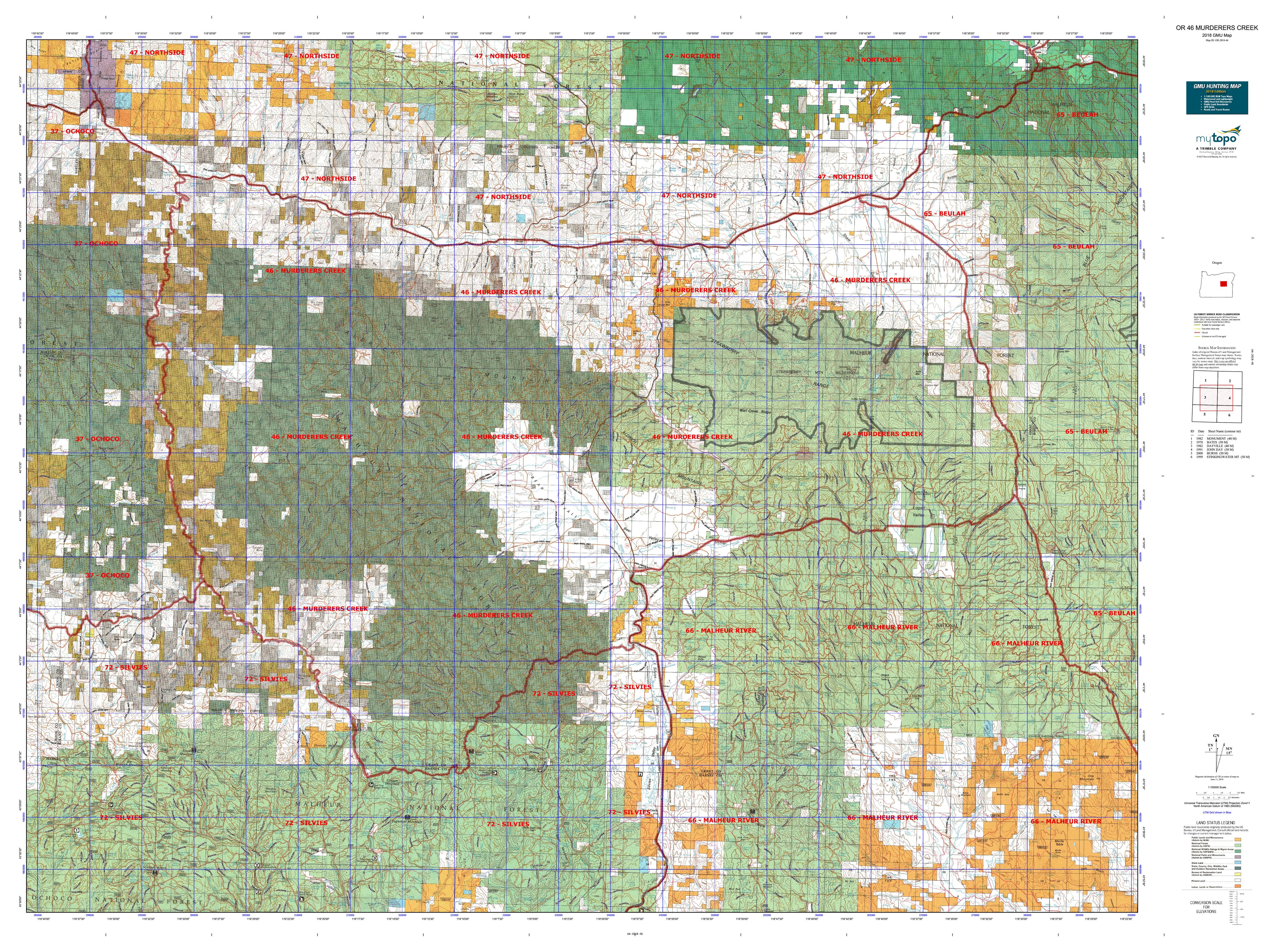 OR 46 MURDERERS CREEK Map MyTopo