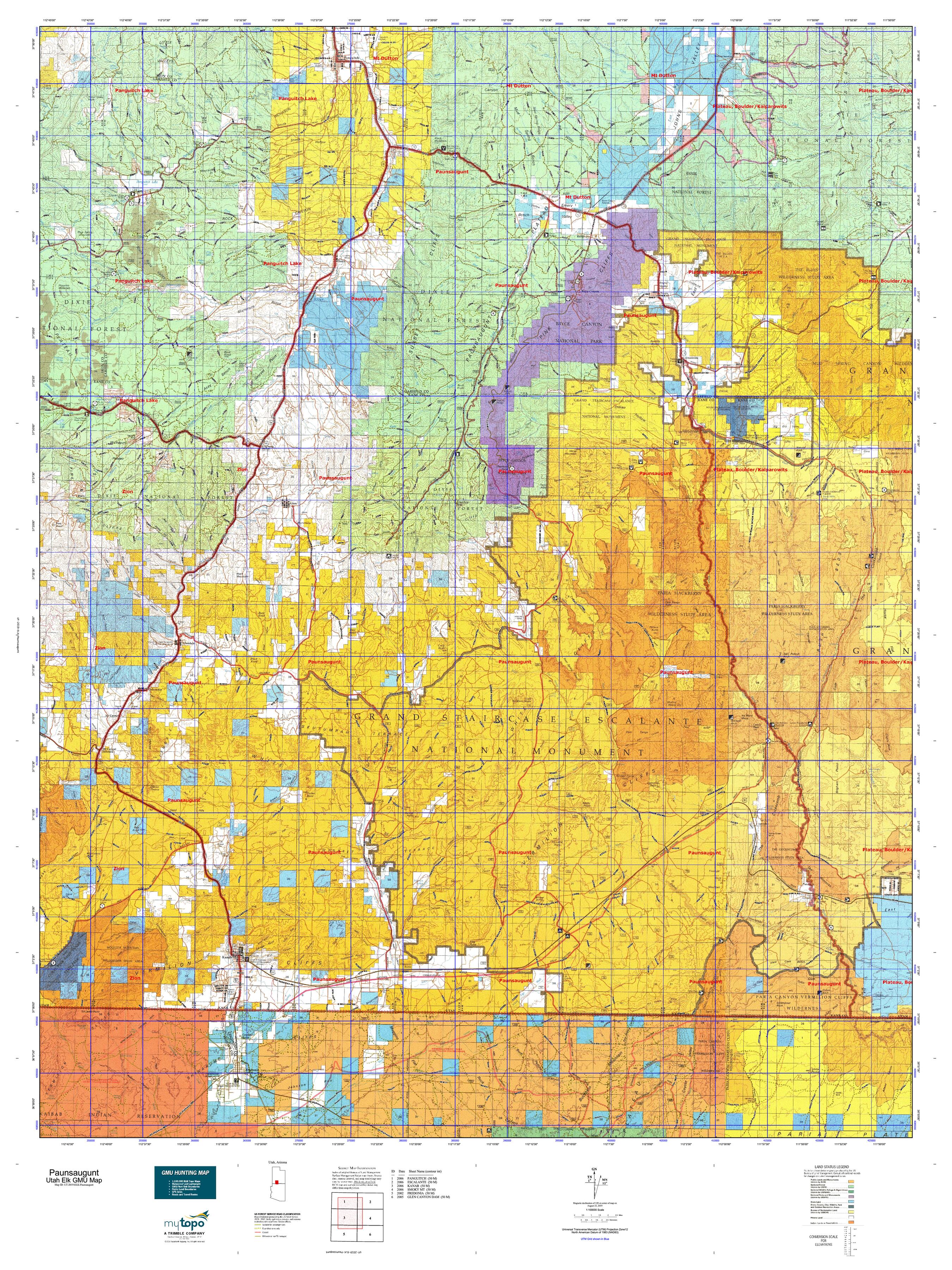 Utah Hunt Unit Map - UT 2019 ELK Paunsaugunt
