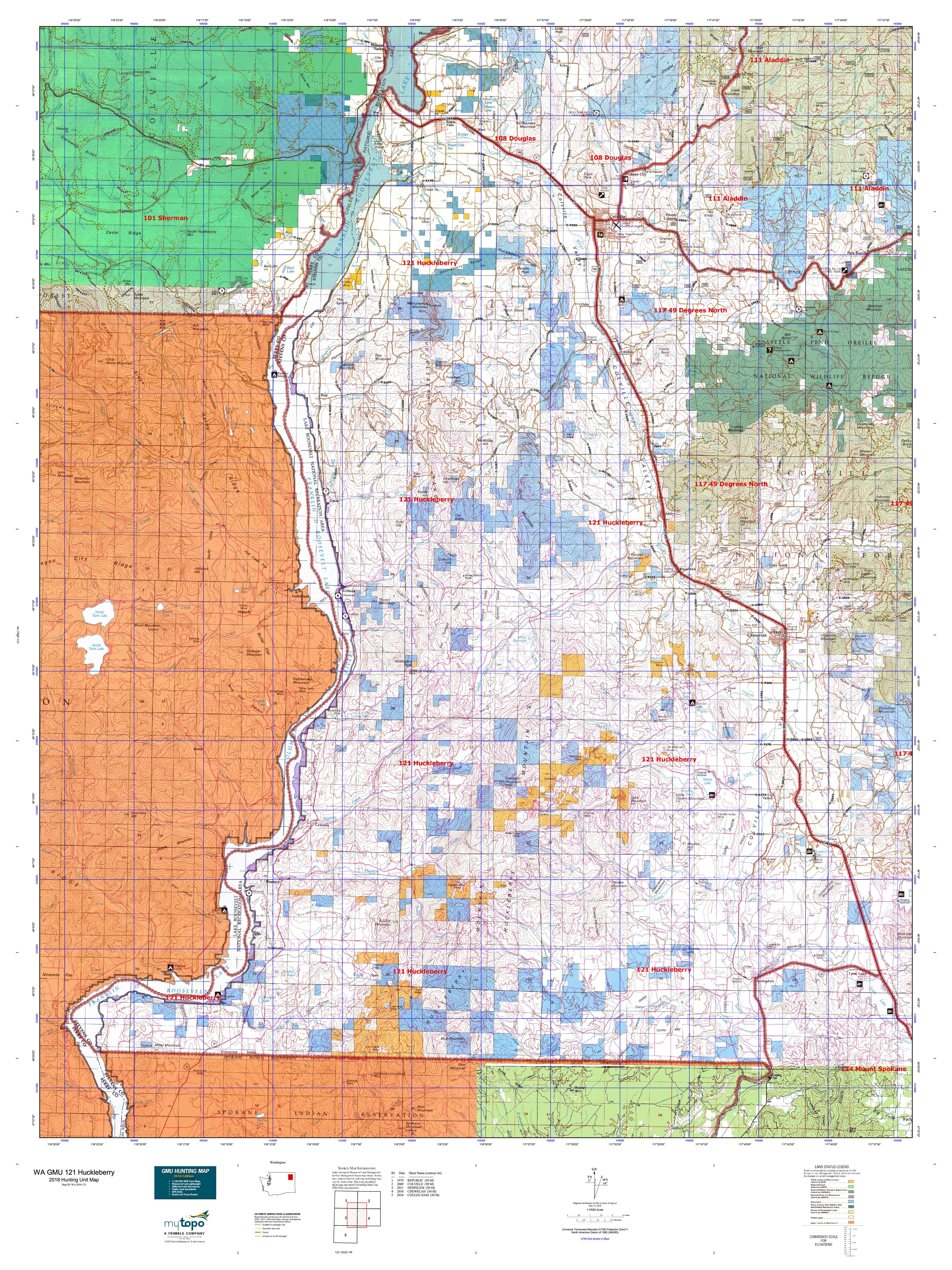 WA GMU 121 Huckleberry Map MyTopo
