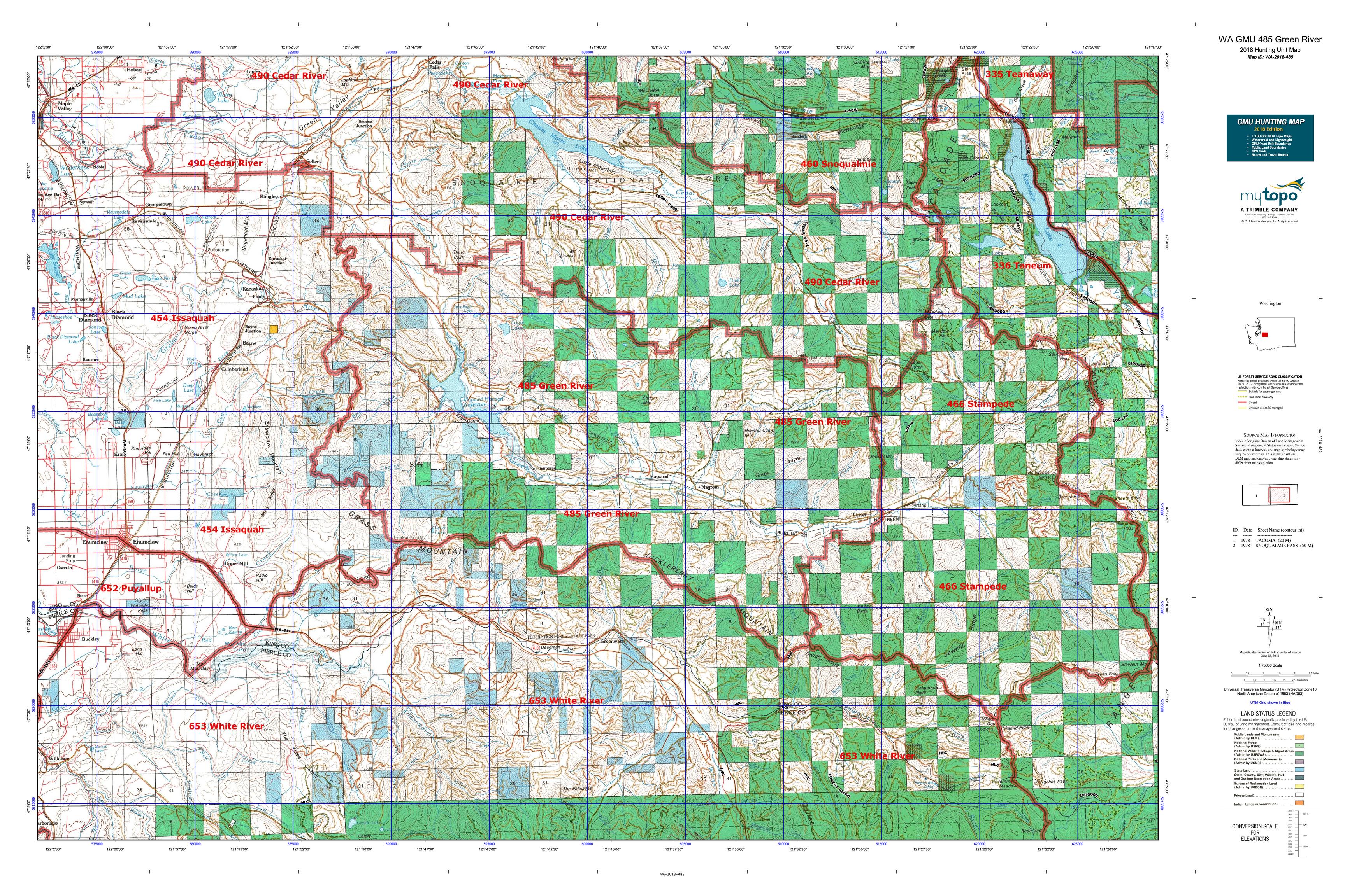 WA GMU 485 Green River Map MyTopo