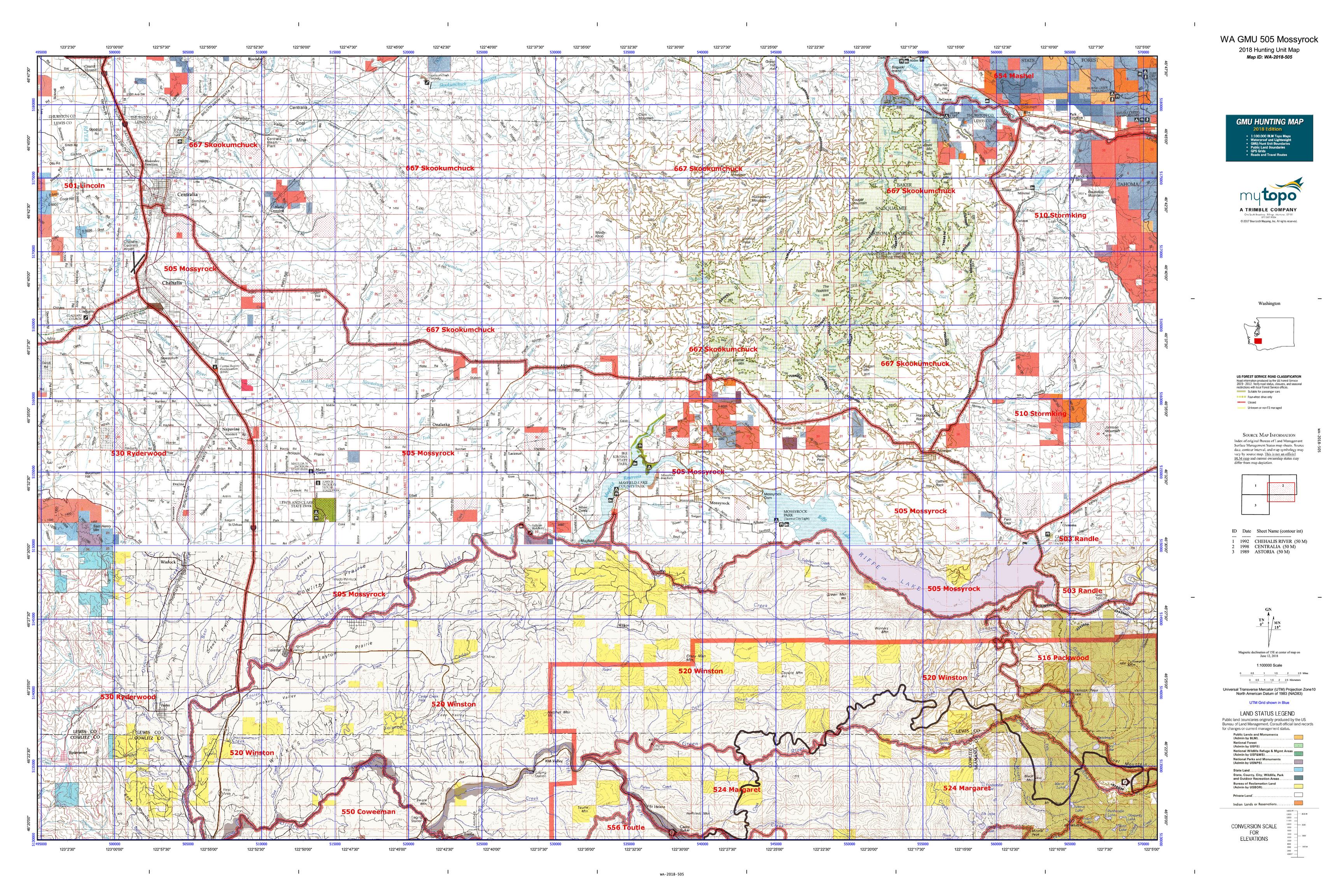 WA GMU 505 Mossyrock Map MyTopo