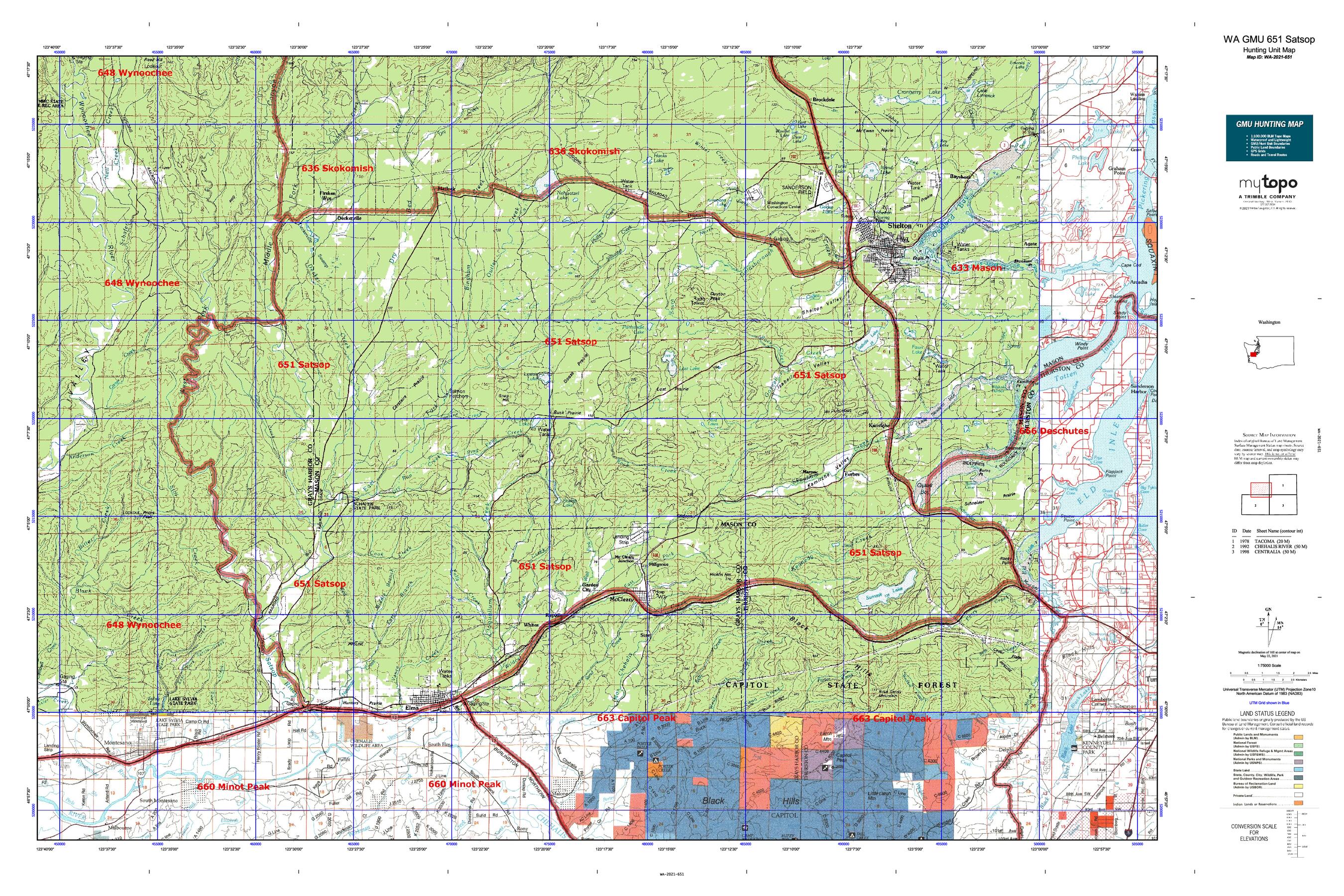 WA GMU 651 Satsop Map MyTopo