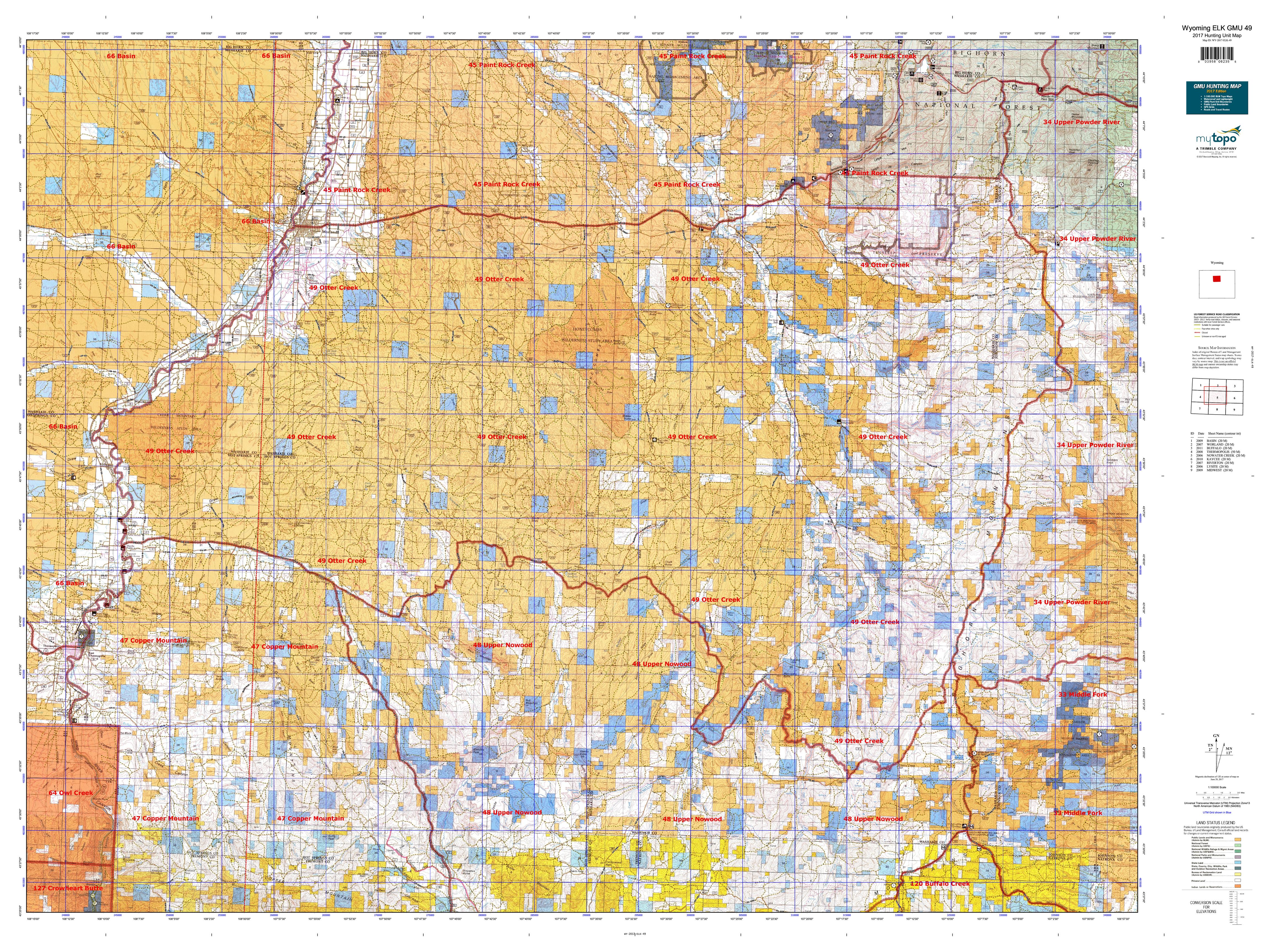 Wyoming ELK GMU 49 Map MyTopo