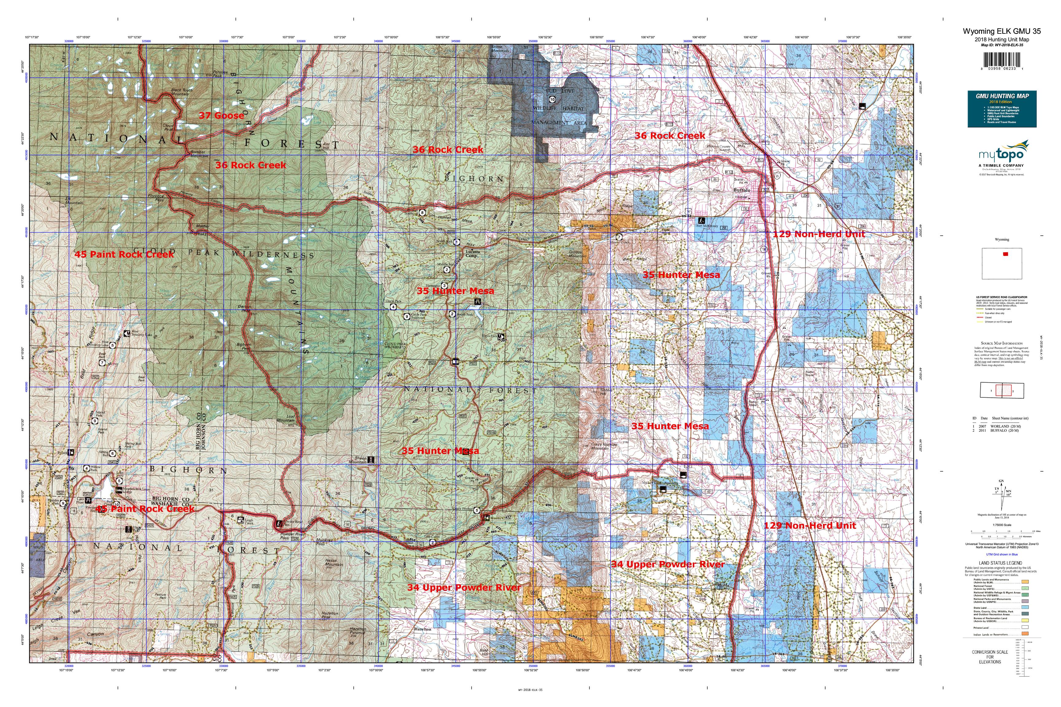 Wyoming ELK GMU 35 Map MyTopo