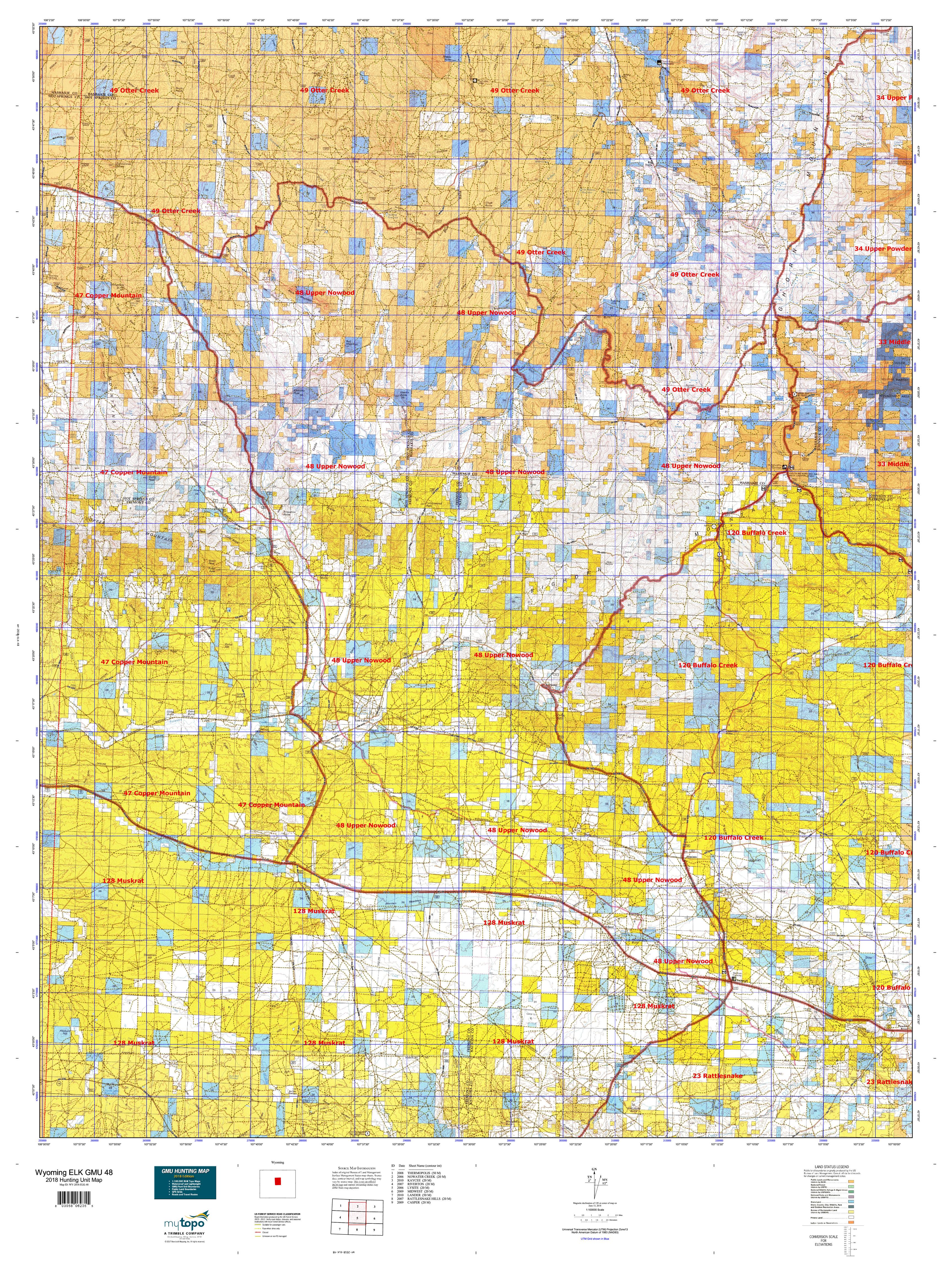 Wyoming ELK GMU 48 Map MyTopo