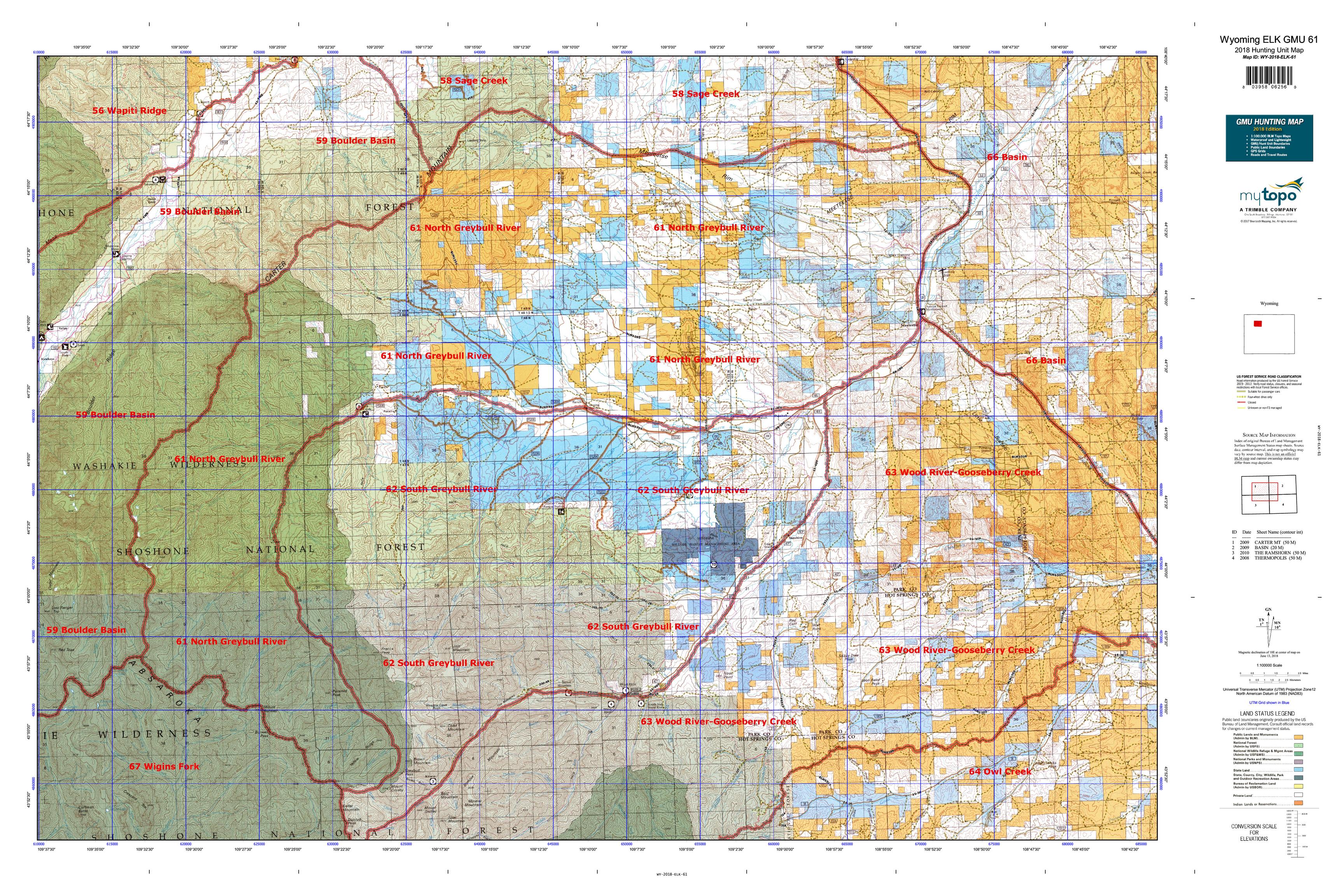 Wyoming ELK GMU 61 Map  MyTopo