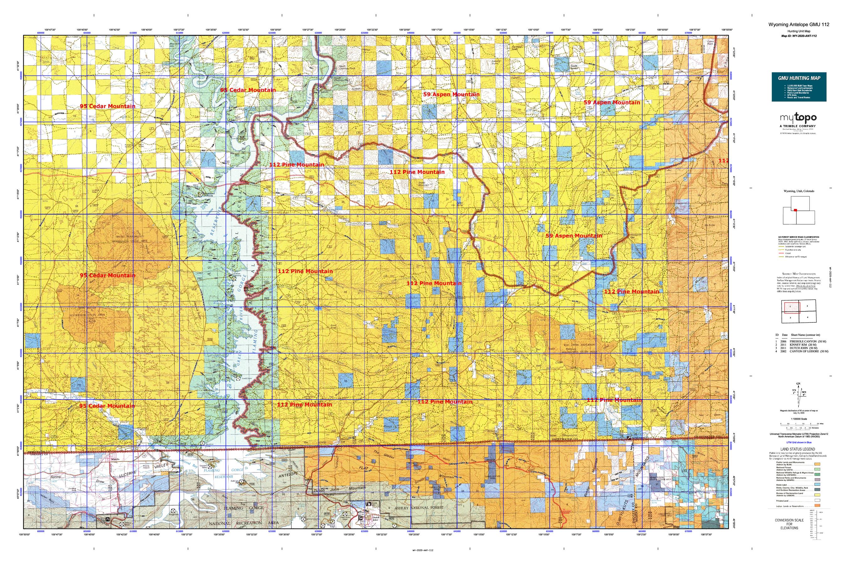 Wyoming Antelope GMU 112 Map | MyTopo