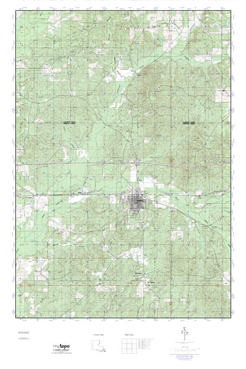 MyTopo Gibsland, Louisiana USGS Quad Topo Map