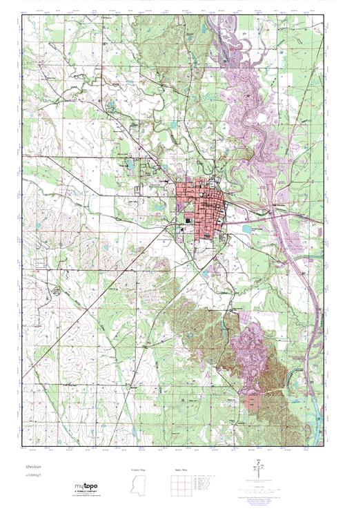 MyTopo Aberdeen, Mississippi USGS Quad Topo Map