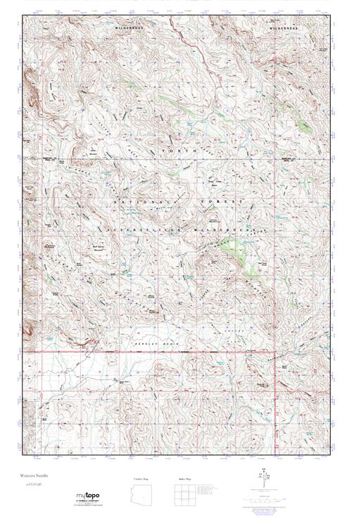 MyTopo Weavers Needle, Arizona USGS Quad Topo Map