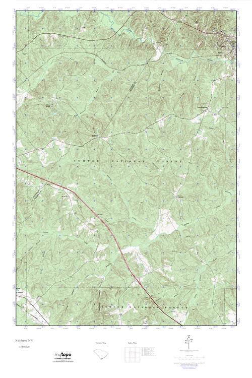 MyTopo Newberry NW, South Carolina USGS Quad Topo Map
