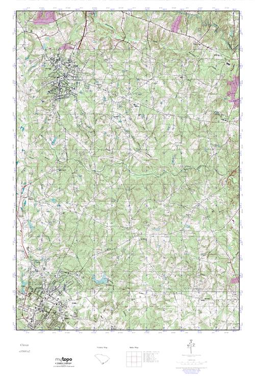 MyTopo Clover, South Carolina USGS Quad Topo Map
