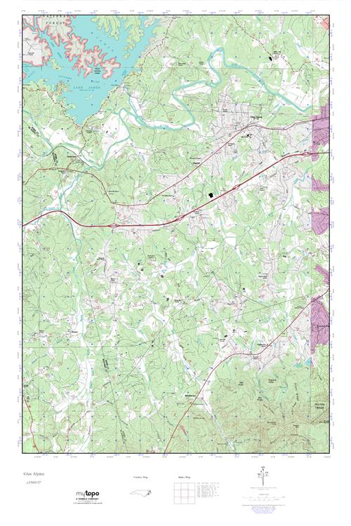 MyTopo Glen Alpine, North Carolina USGS Quad Topo Map