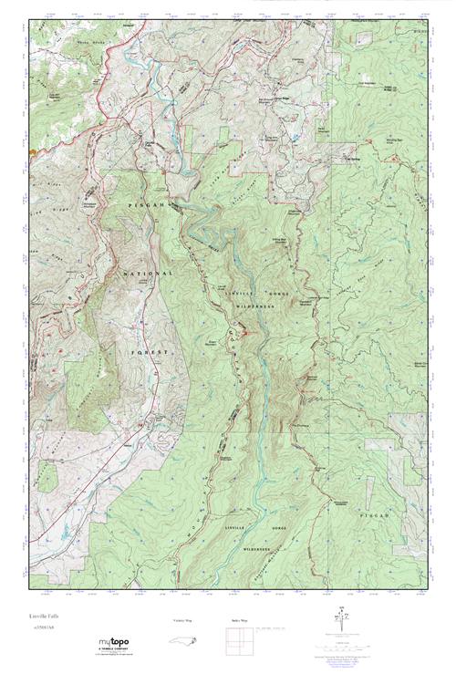 MyTopo Linville Falls, North Carolina USGS Quad Topo Map
