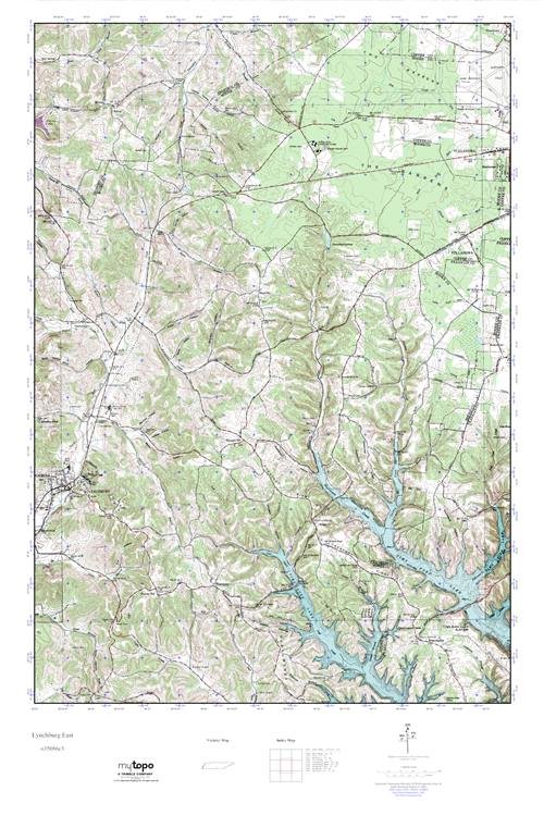 MyTopo Lynchburg East, Tennessee USGS Quad Topo Map