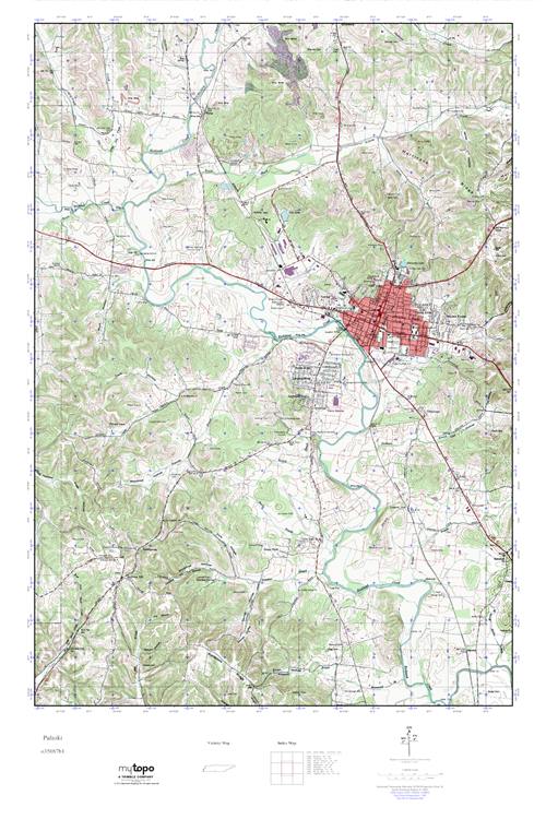 MyTopo Pulaski, Tennessee USGS Quad Topo Map