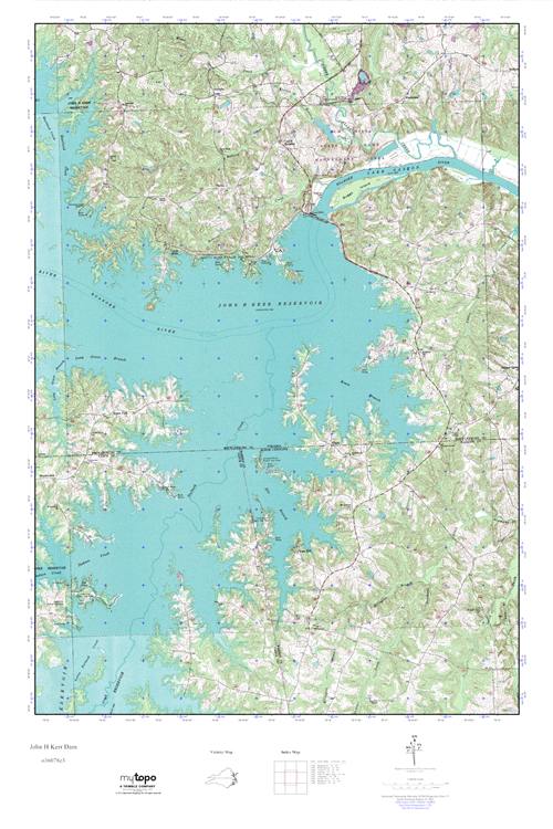 MyTopo John H Kerr Dam, Virginia USGS Quad Topo Map