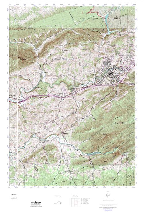 MyTopo Marion, Virginia USGS Quad Topo Map