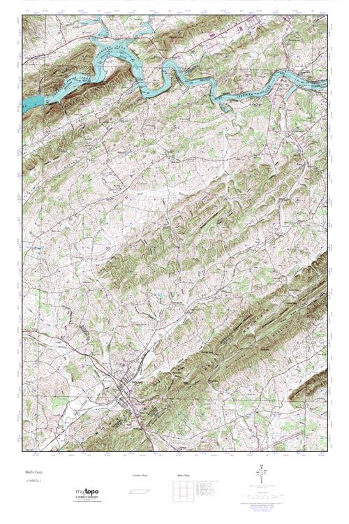 MyTopo Bulls Gap, Tennessee USGS Quad Topo Map