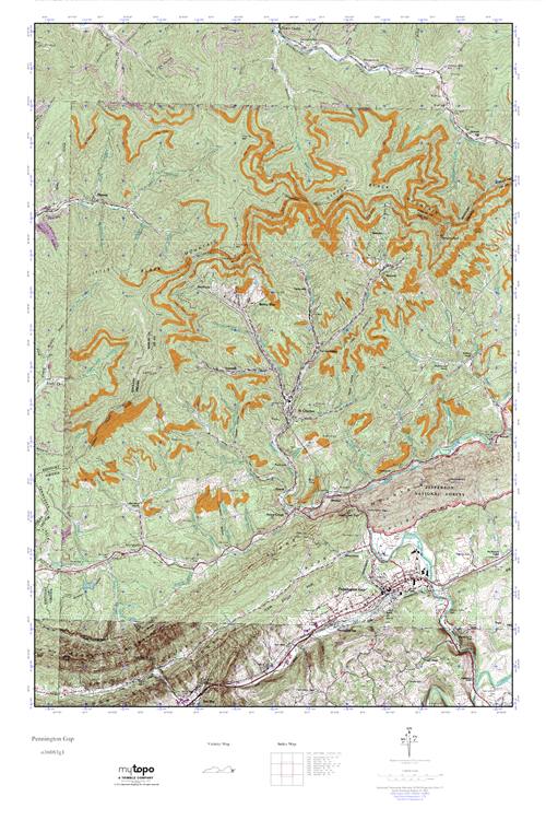 MyTopo Pennington Gap, Virginia USGS Quad Topo Map