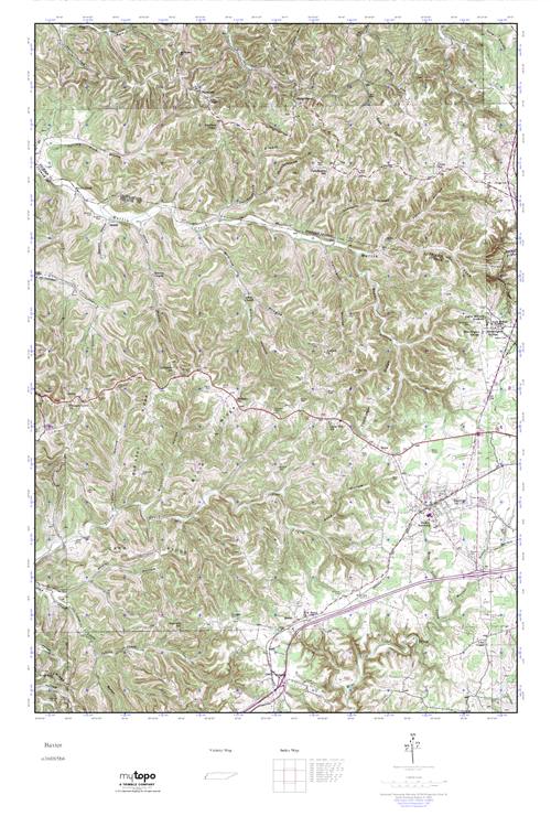 MyTopo Baxter, Tennessee USGS Quad Topo Map