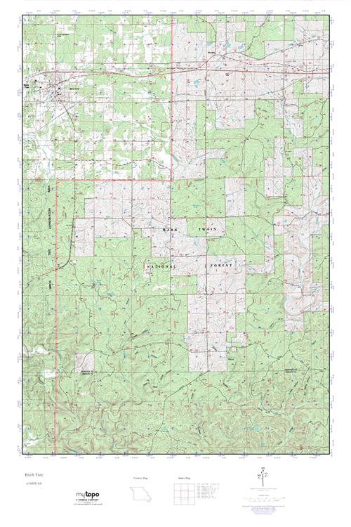 MyTopo Birch Tree, Missouri USGS Quad Topo Map