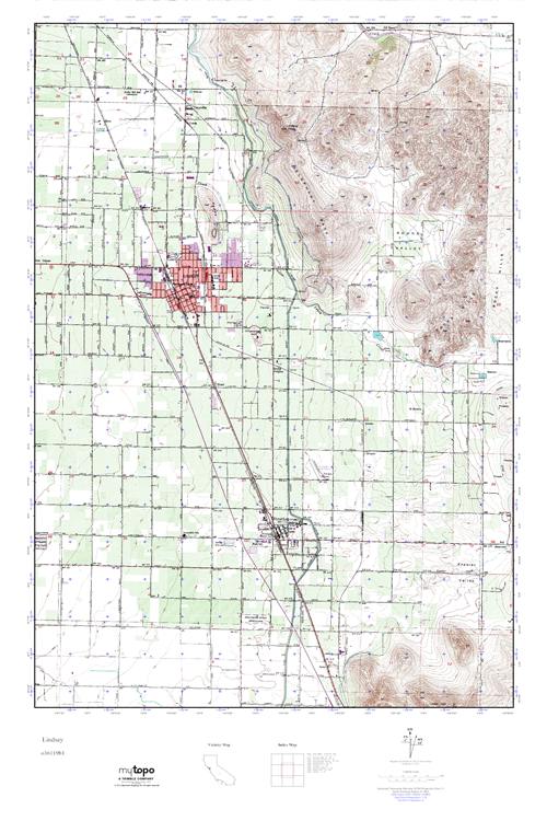 MyTopo Lindsay, California USGS Quad Topo Map