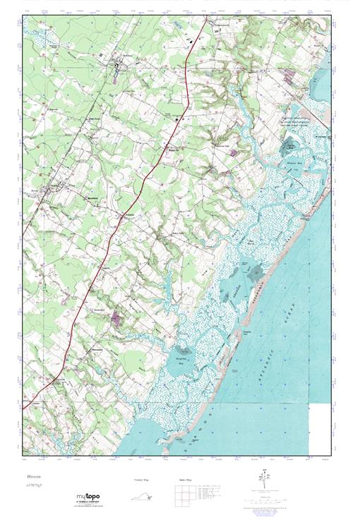 MyTopo Bloxom, Virginia USGS Quad Topo Map