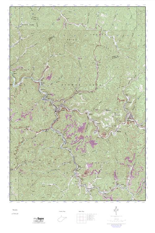 MyTopo Welch, West Virginia USGS Quad Topo Map