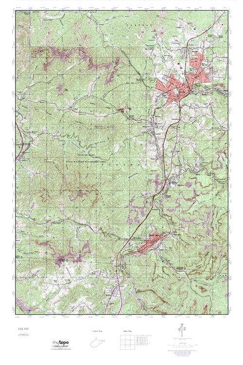 MyTopo Oak Hill, West Virginia USGS Quad Topo Map