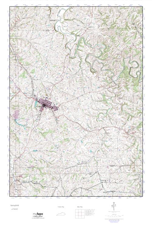 MyTopo Springfield, Kentucky USGS Quad Topo Map