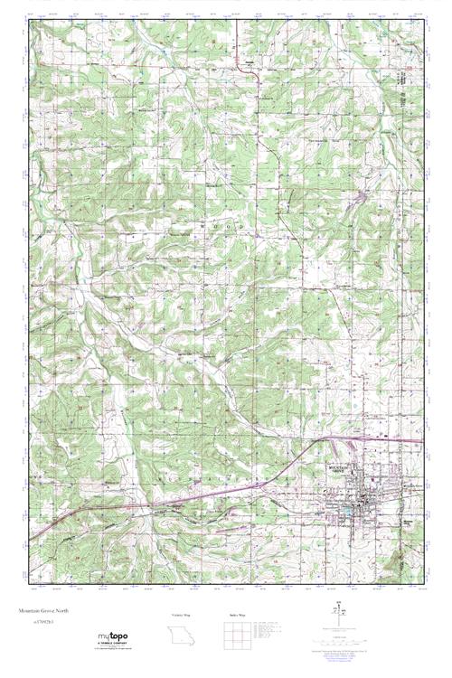 MyTopo Mountain Grove North, Missouri USGS Quad Topo Map