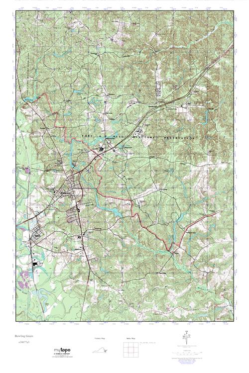 MyTopo Bowling Green, Virginia USGS Quad Topo Map