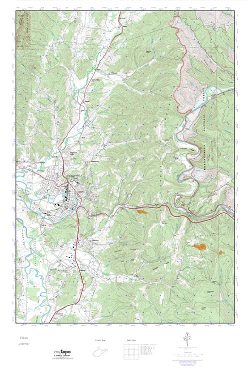 MyTopo Elkins, West Virginia USGS Quad Topo Map