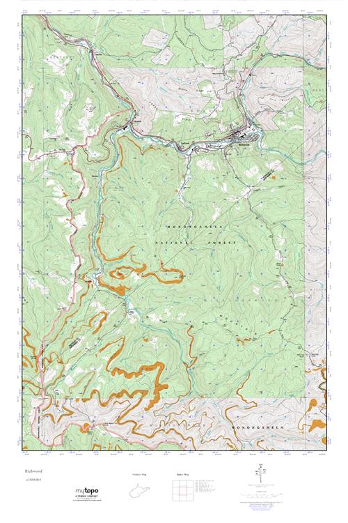 MyTopo Richwood, West Virginia USGS Quad Topo Map
