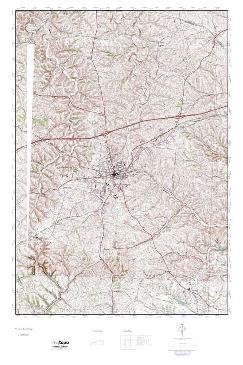 MyTopo Mount Sterling, Kentucky USGS Quad Topo Map