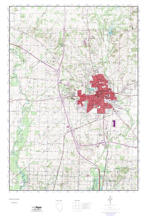 MyTopo Mount Vernon, Illinois USGS Quad Topo Map