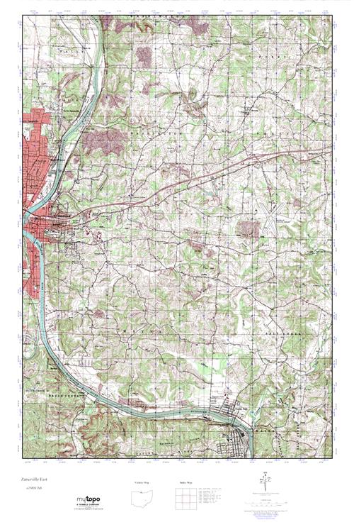 MyTopo Zanesville East, Ohio USGS Quad Topo Map