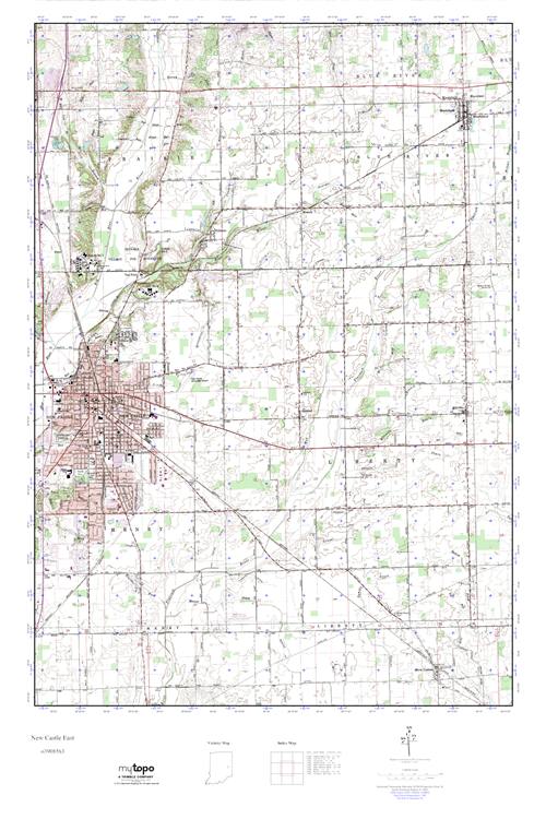 MyTopo New Castle East, Indiana USGS Quad Topo Map