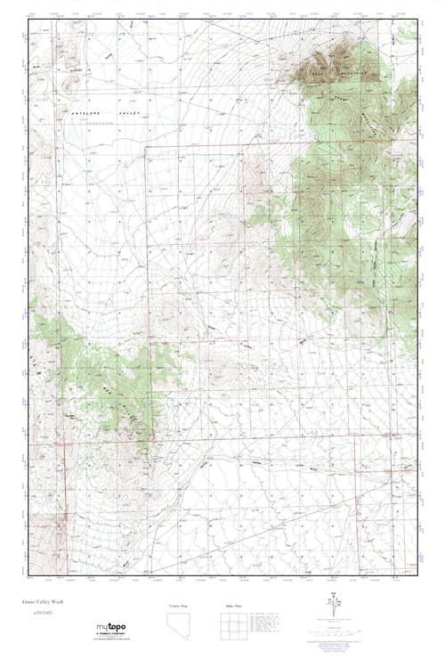 MyTopo Grass Valley Wash, Nevada USGS Quad Topo Map
