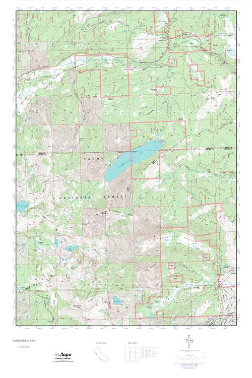 MyTopo Independence Lake, California USGS Quad Topo Map