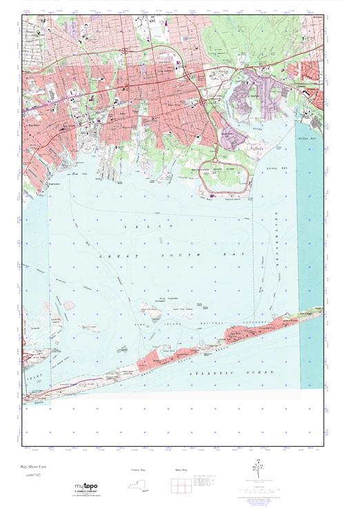 MyTopo Bay Shore East, New York USGS Quad Topo Map