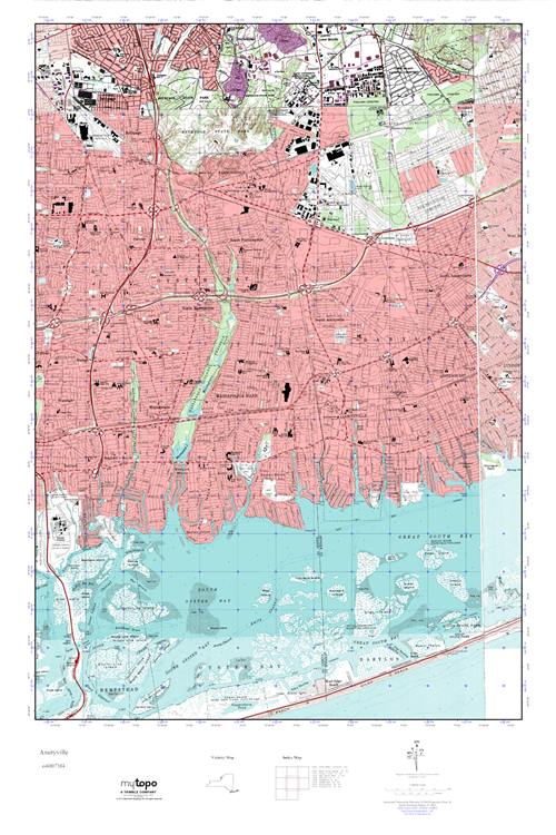 MyTopo Amityville, New York USGS Quad Topo Map