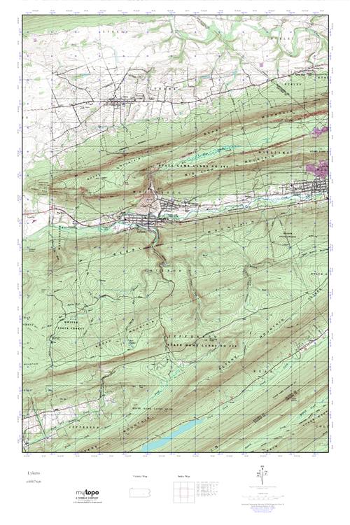 MyTopo Lykens, Pennsylvania USGS Quad Topo Map