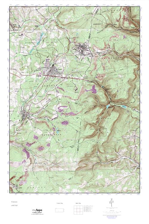 MyTopo Cresson, Pennsylvania USGS Quad Topo Map