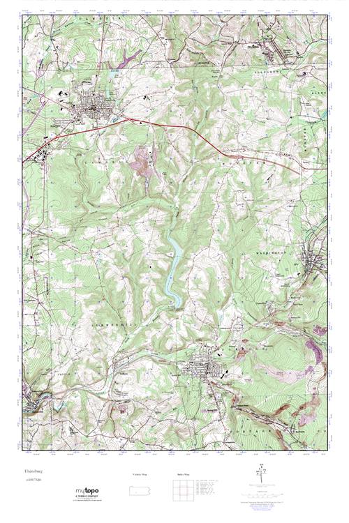 MyTopo Ebensburg, Pennsylvania USGS Quad Topo Map